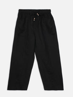Women's Black 100% Linen Regular Fit Pant