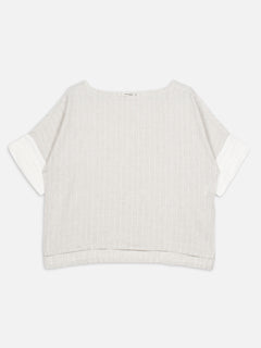 Women's Beige 100% Linen Boxy Fit Blouse