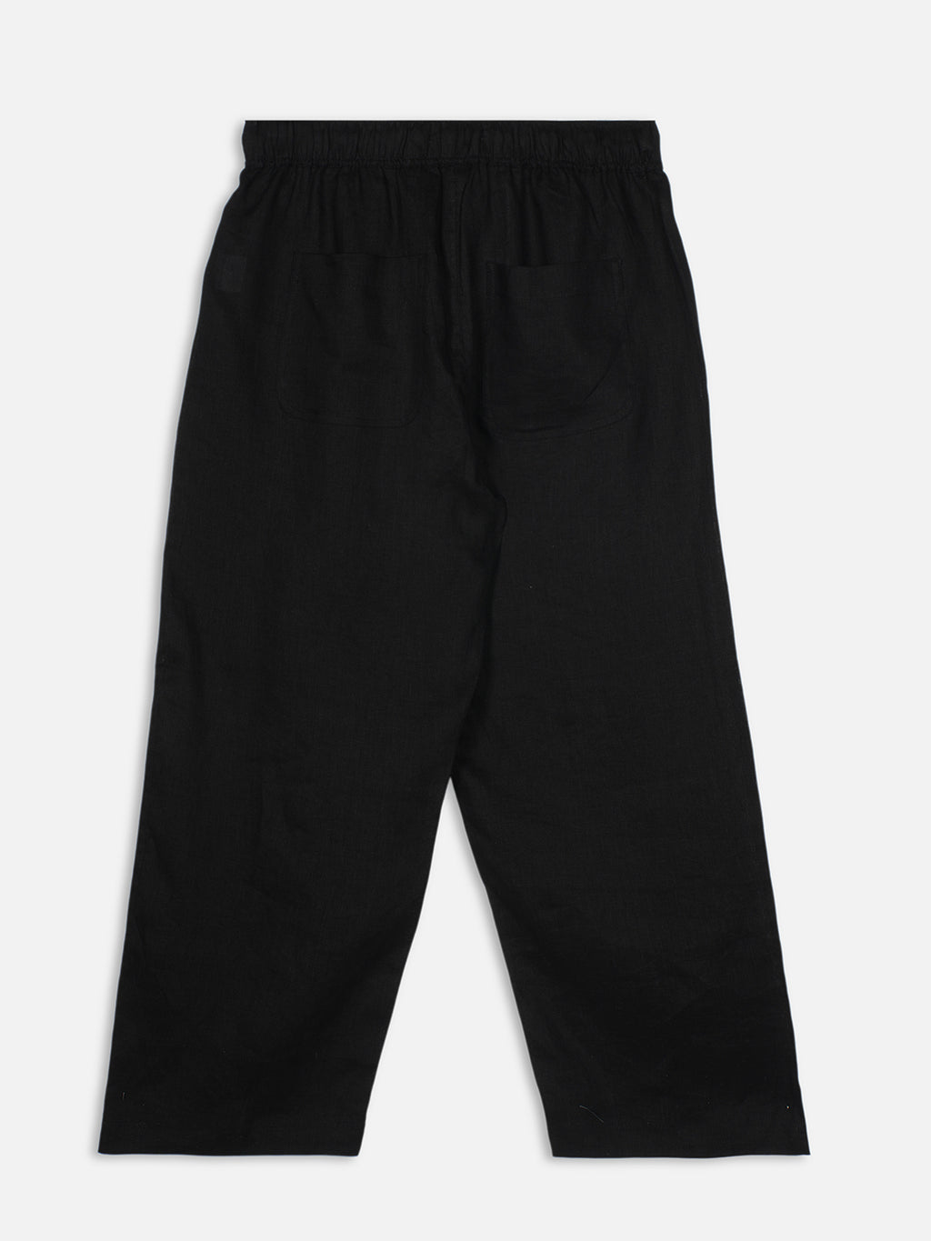 Women's Black 100% Linen Regular Fit Pant