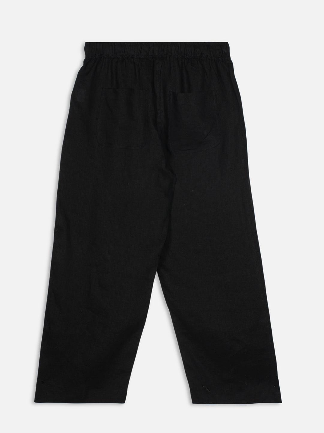 Women's Black 100% Linen Regular Fit Pant