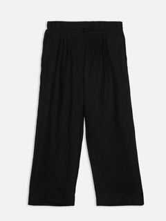 Women's Black 100% Linen Regular Fit Pant