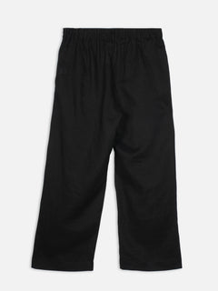 Women's Black 100% Linen Regular Fit Pant