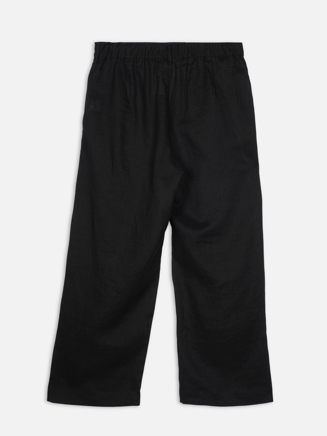 Women's Black 100% Linen Regular Fit Pant