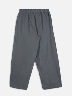 Women's Grey 100% Linen Regular Fit Pant