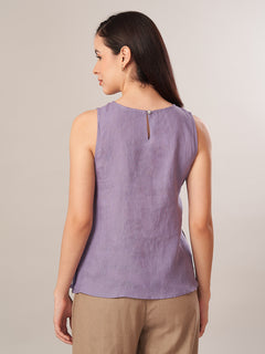 Women's 100% Linen Regular Fit Blouse Purple
