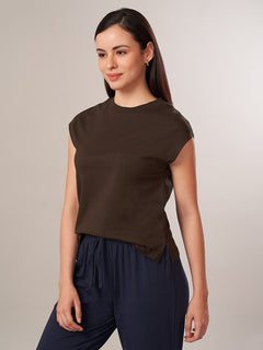 Women's 100% Cotton Regular Fit Tshirt Brown