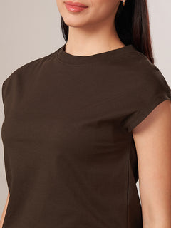 Women's 100% Cotton Regular Fit Tshirt Brown
