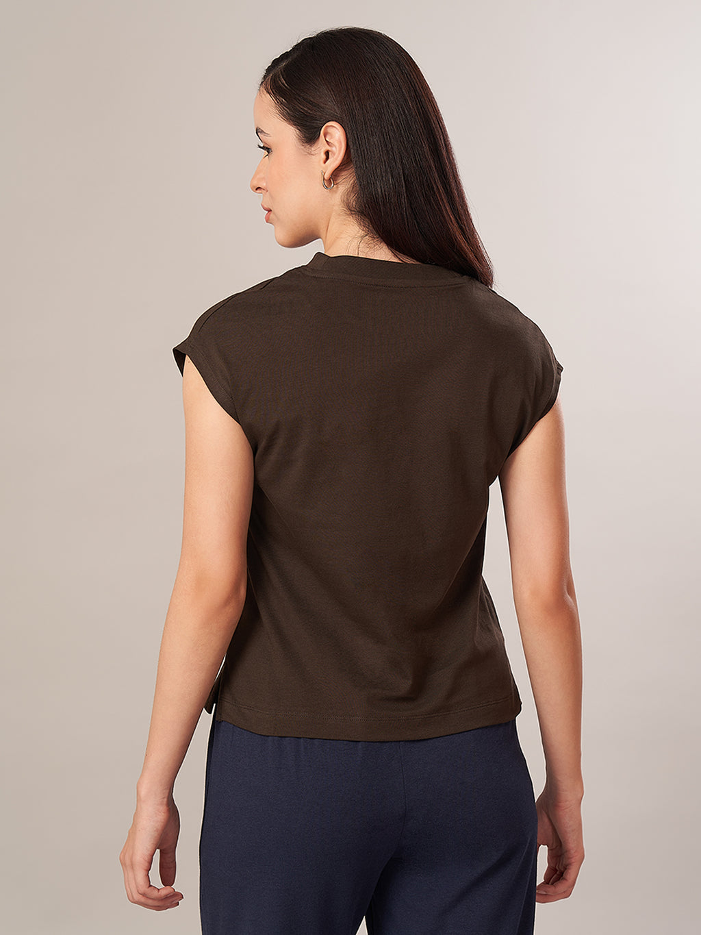 Women's 100% Cotton Regular Fit Tshirt Brown