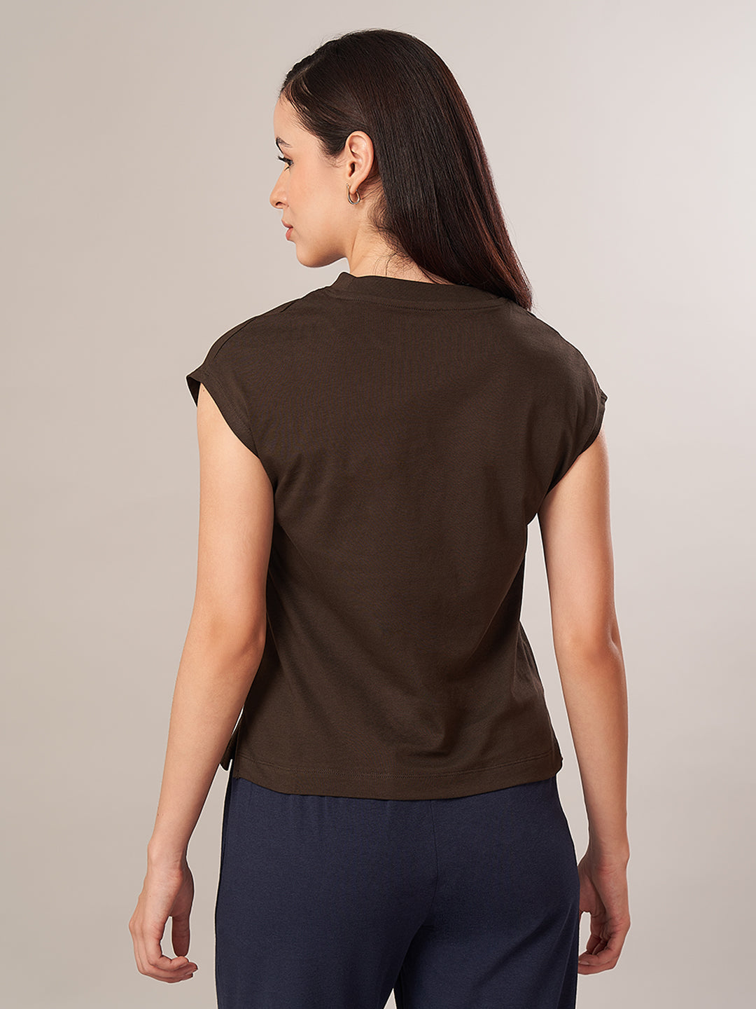Women's 100% Cotton Regular Fit Tshirt Brown
