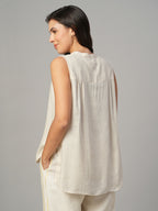 Women's Natural Linen Viscose Regular Fit Blouse