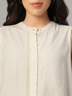 Women's Natural Linen Viscose Regular Fit Blouse