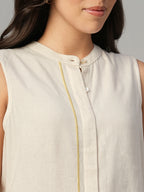 Women's Natural Linen Viscose Regular Fit Blouse