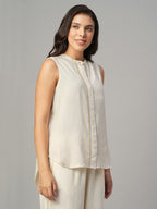 Women's Natural Linen Viscose Regular Fit Blouse