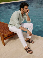 Men's Natural 100% Linen Regular Fit Shirt