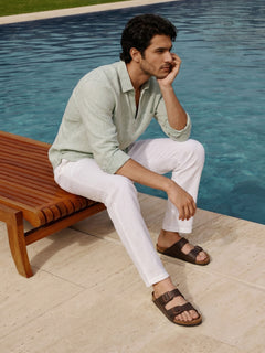 Men's Natural 100% Linen Regular Fit Shirt