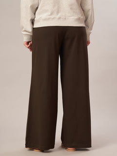 Women's Cotton Elastane Regular Fit Knit Pant Brown