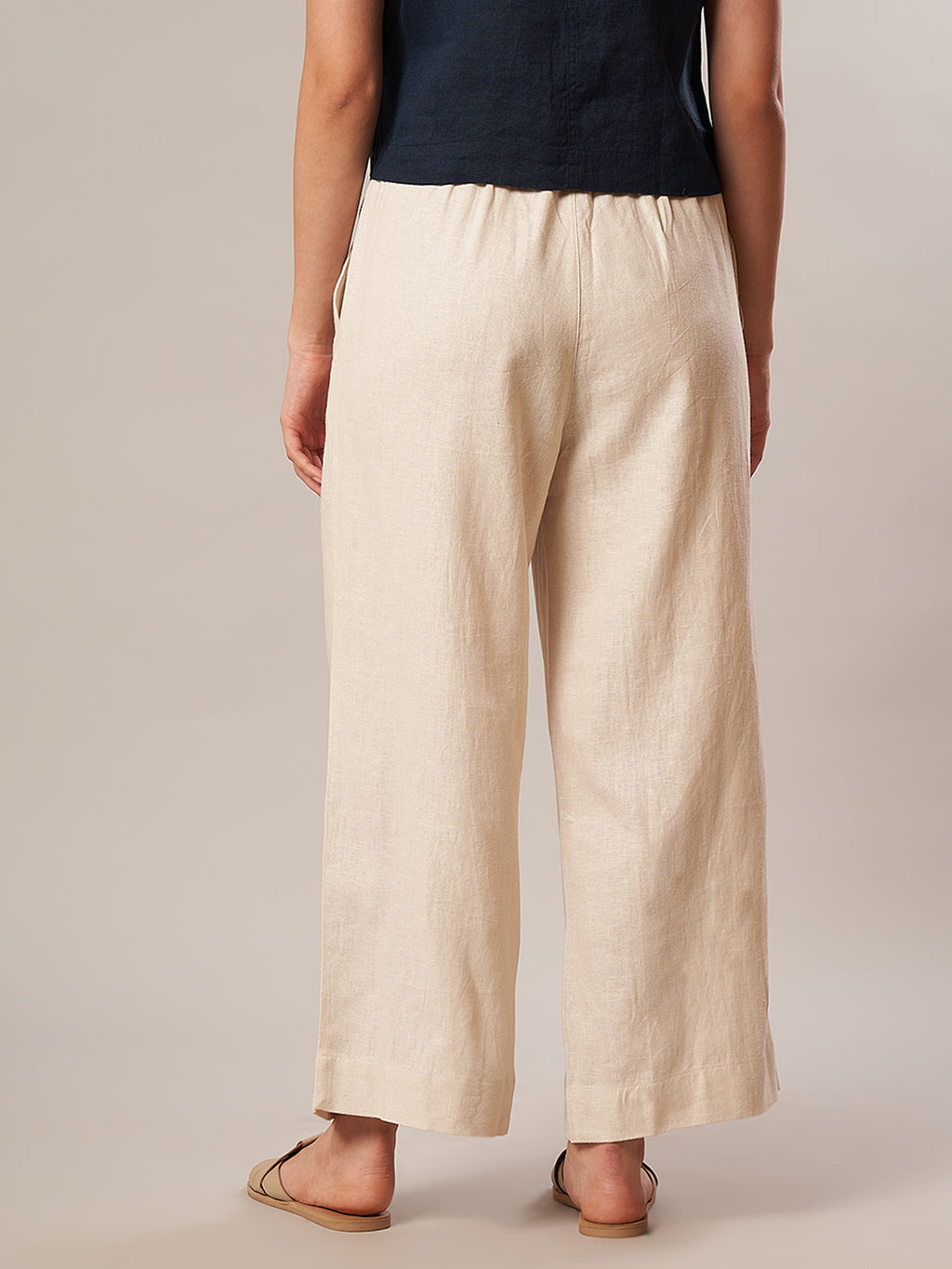 Women's Linen Blend Regular Fit Pant Offwhite
