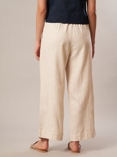 Women's Linen Blend Regular Fit Pant Offwhite