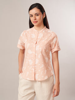 Women's 100% Cotton Regular Fit Blouse Peach