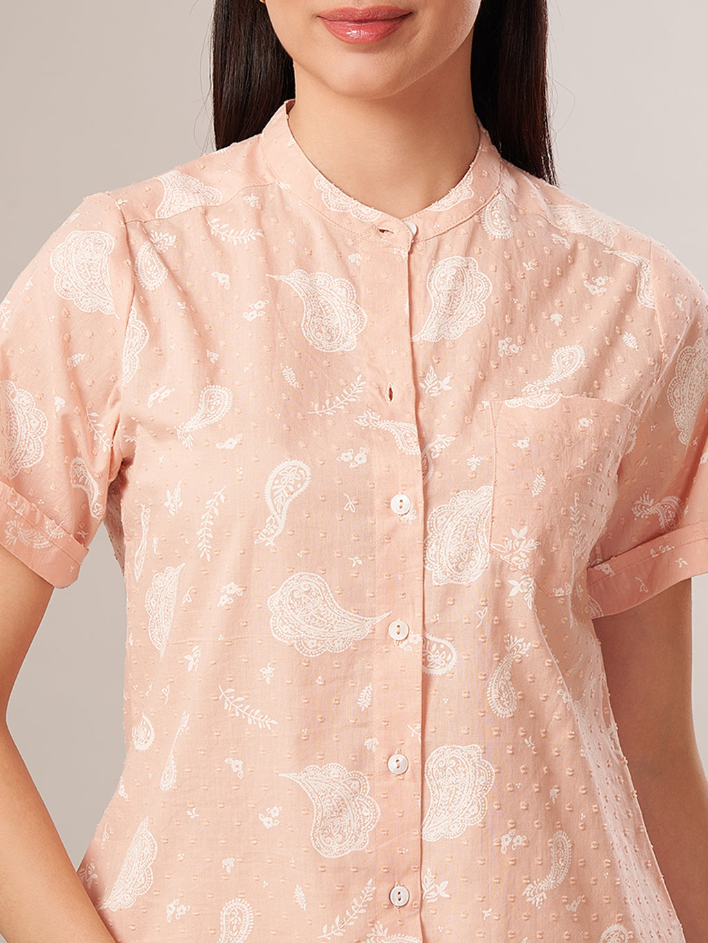Women's 100% Cotton Regular Fit Blouse Peach