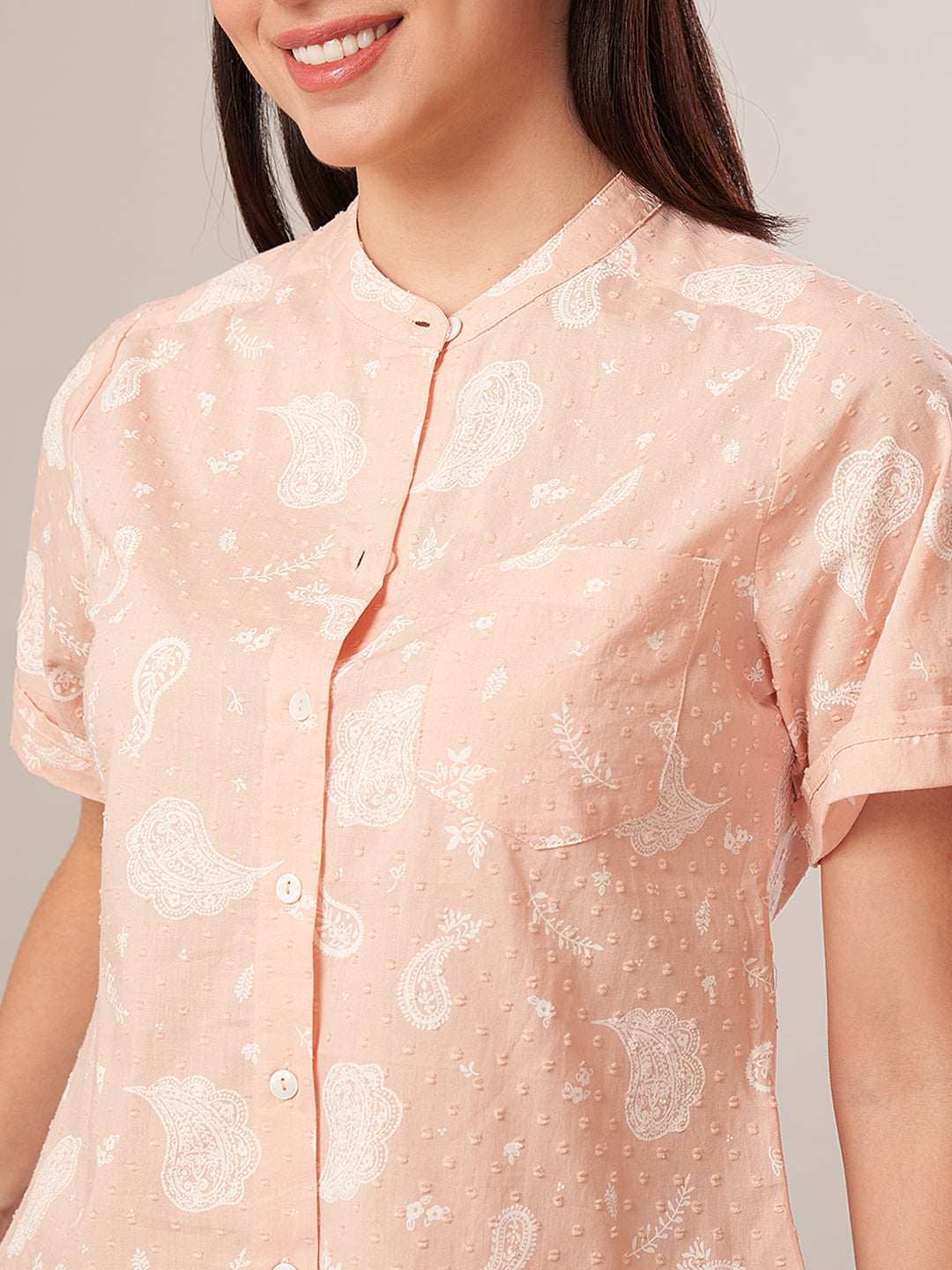 Women's 100% Cotton Regular Fit Blouse Peach