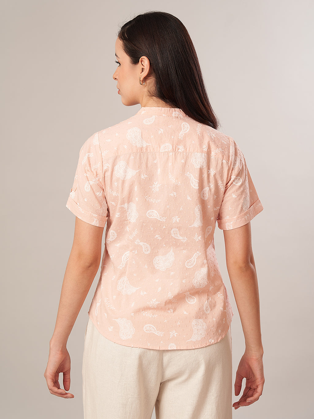 Women's 100% Cotton Regular Fit Blouse Peach