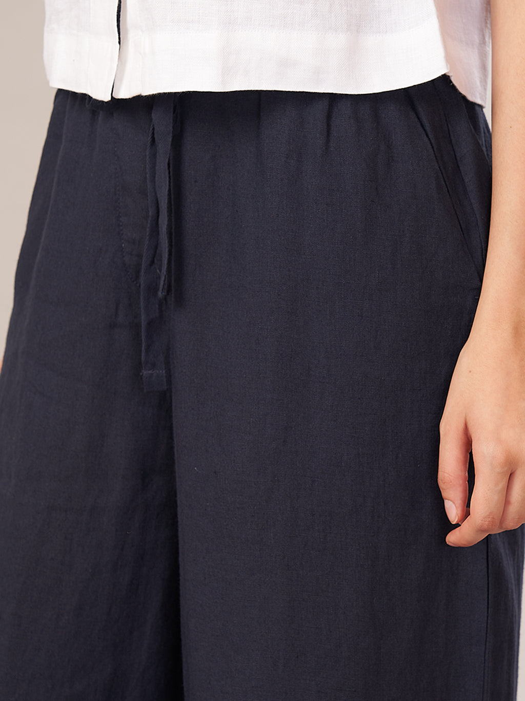 Women's 100% Linen Regular Fit Pant Navy