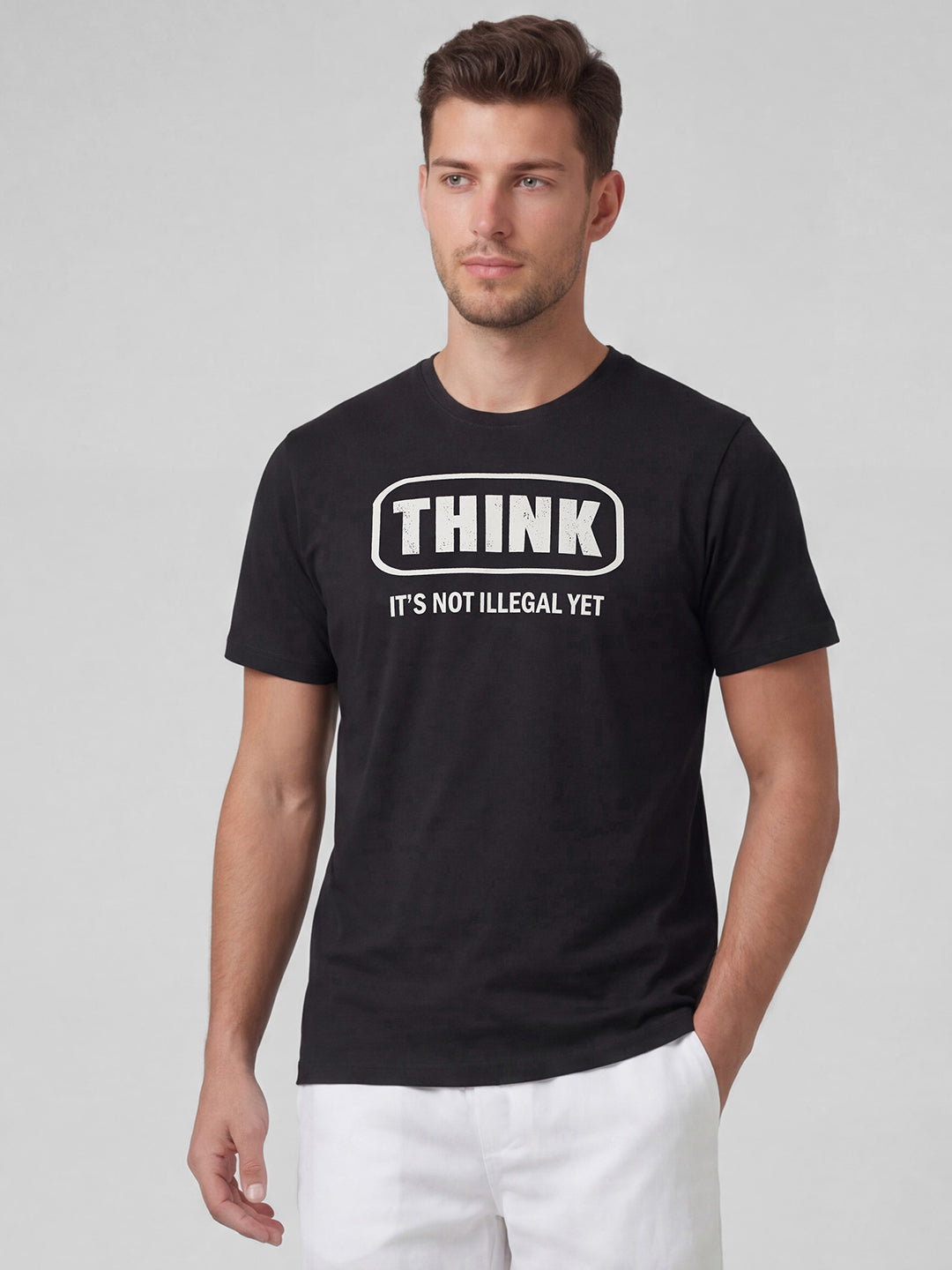 Men's Black 100% Organic Cotton Regular Fit Tshirt