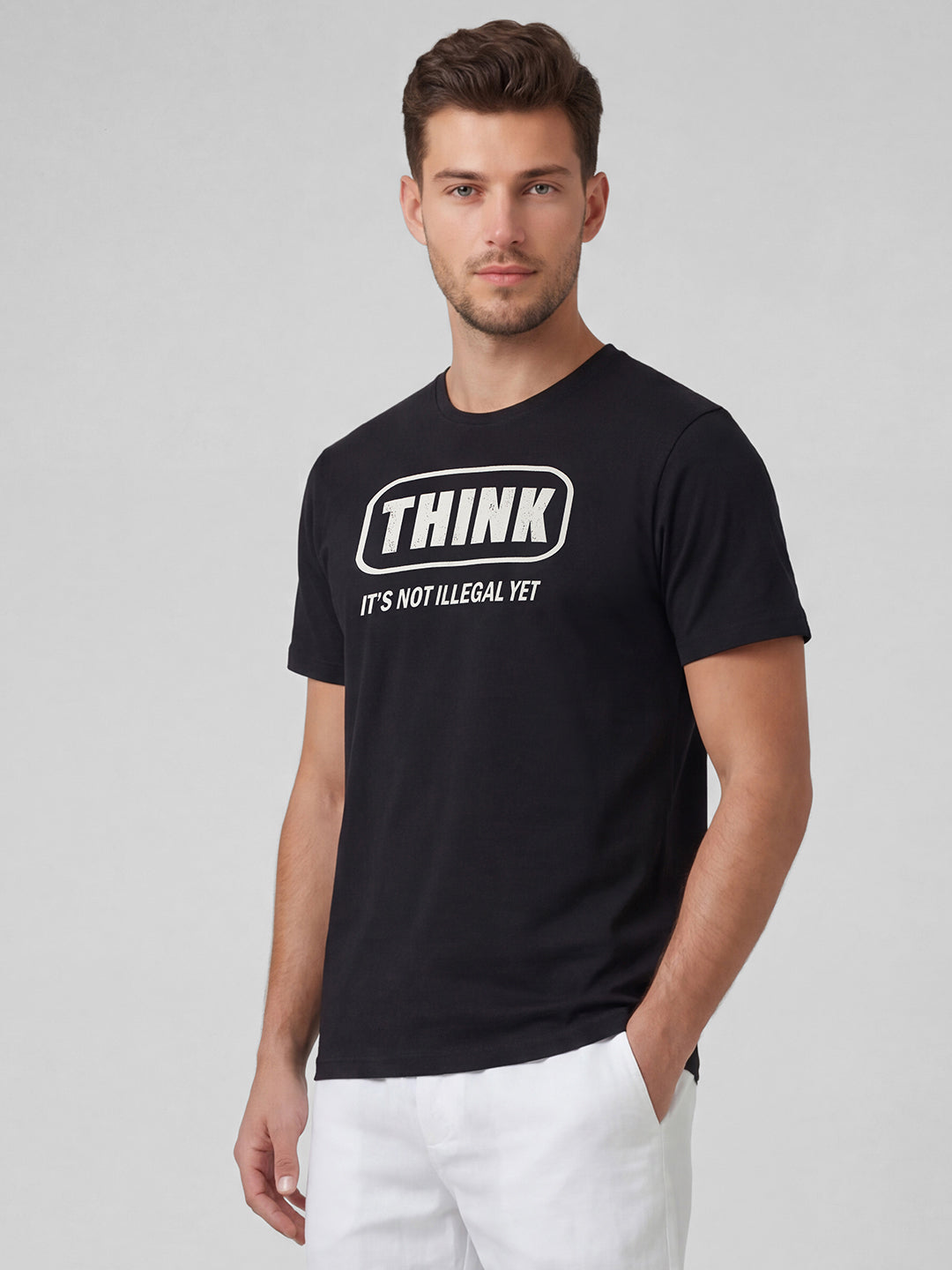 Men's Black 100% Organic Cotton Regular Fit Tshirt