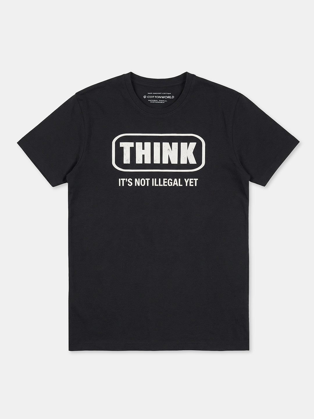 Men's Black 100% Organic Cotton Regular Fit Tshirt