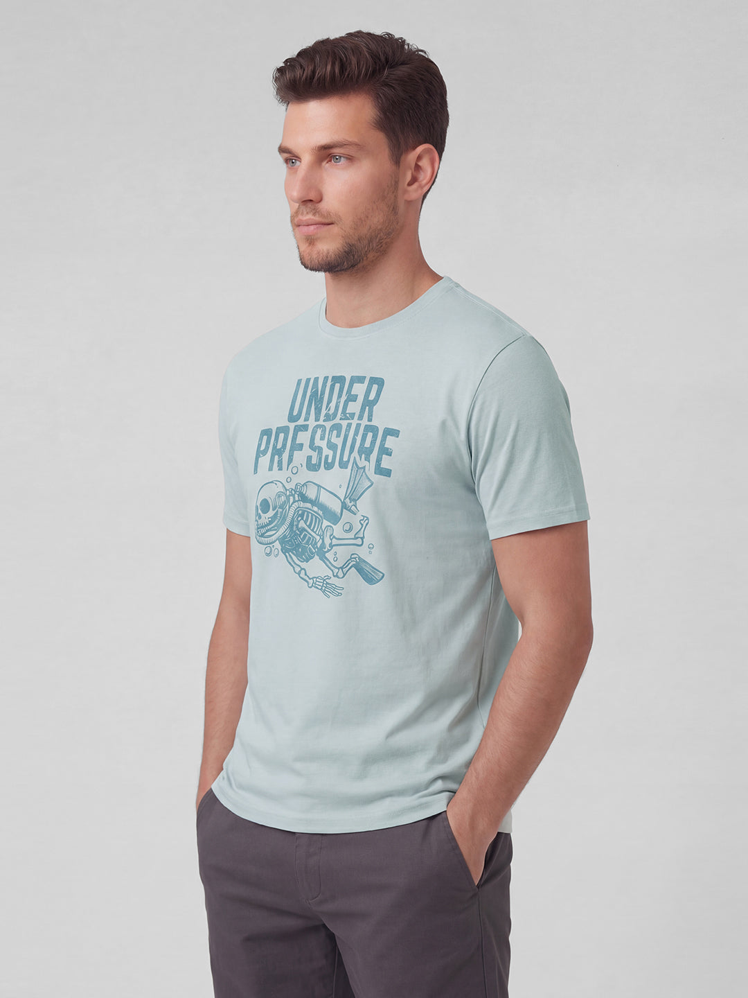 Men's Grey 100% Organic Cotton Regular Fit Tshirt