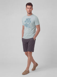 Men’s Organic Cotton Regular Fit Round Neck Graphic T-Shirt Grey