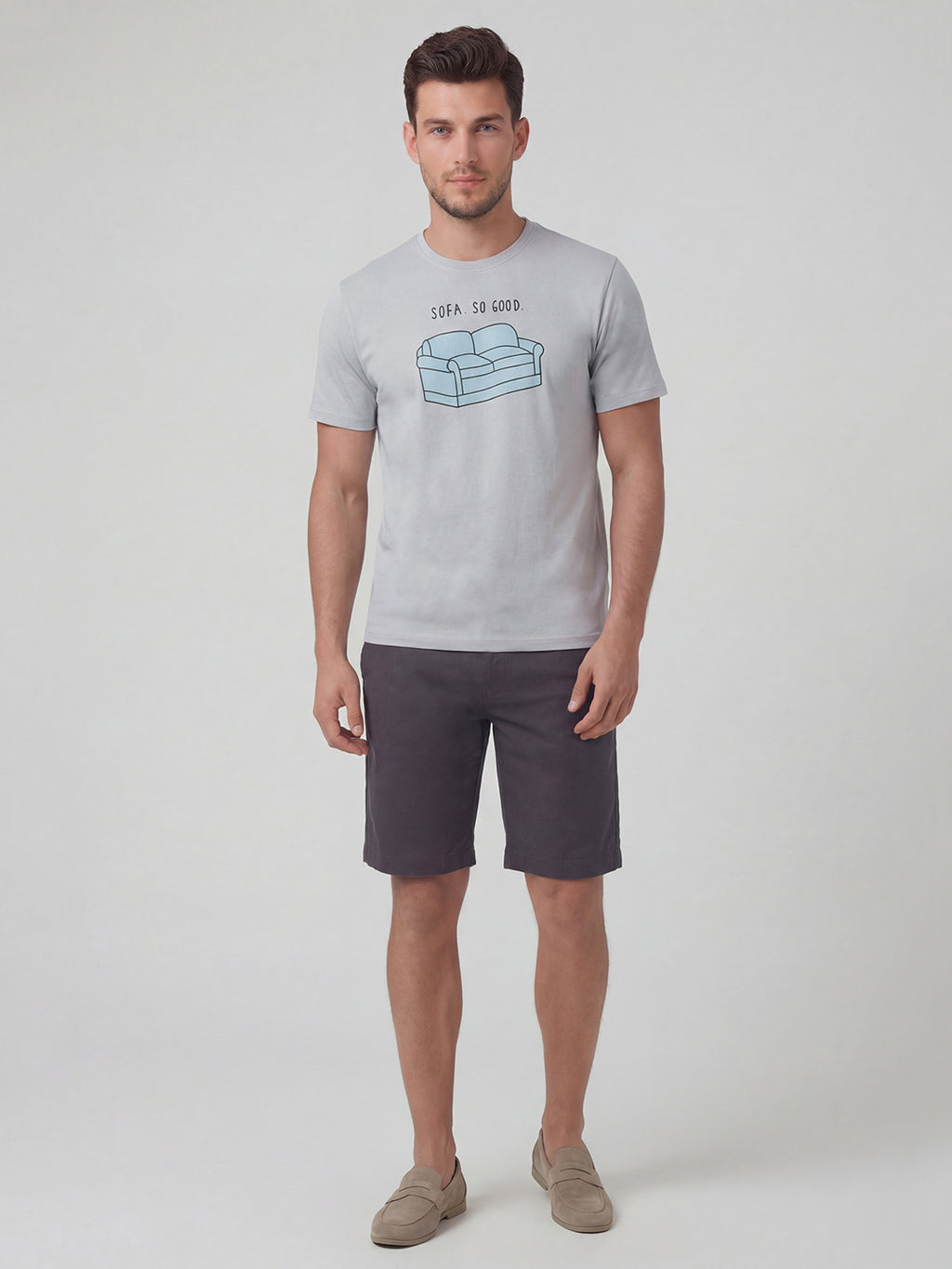 Men's Grey 100% Organic Cotton Regular Fit Tshirt
