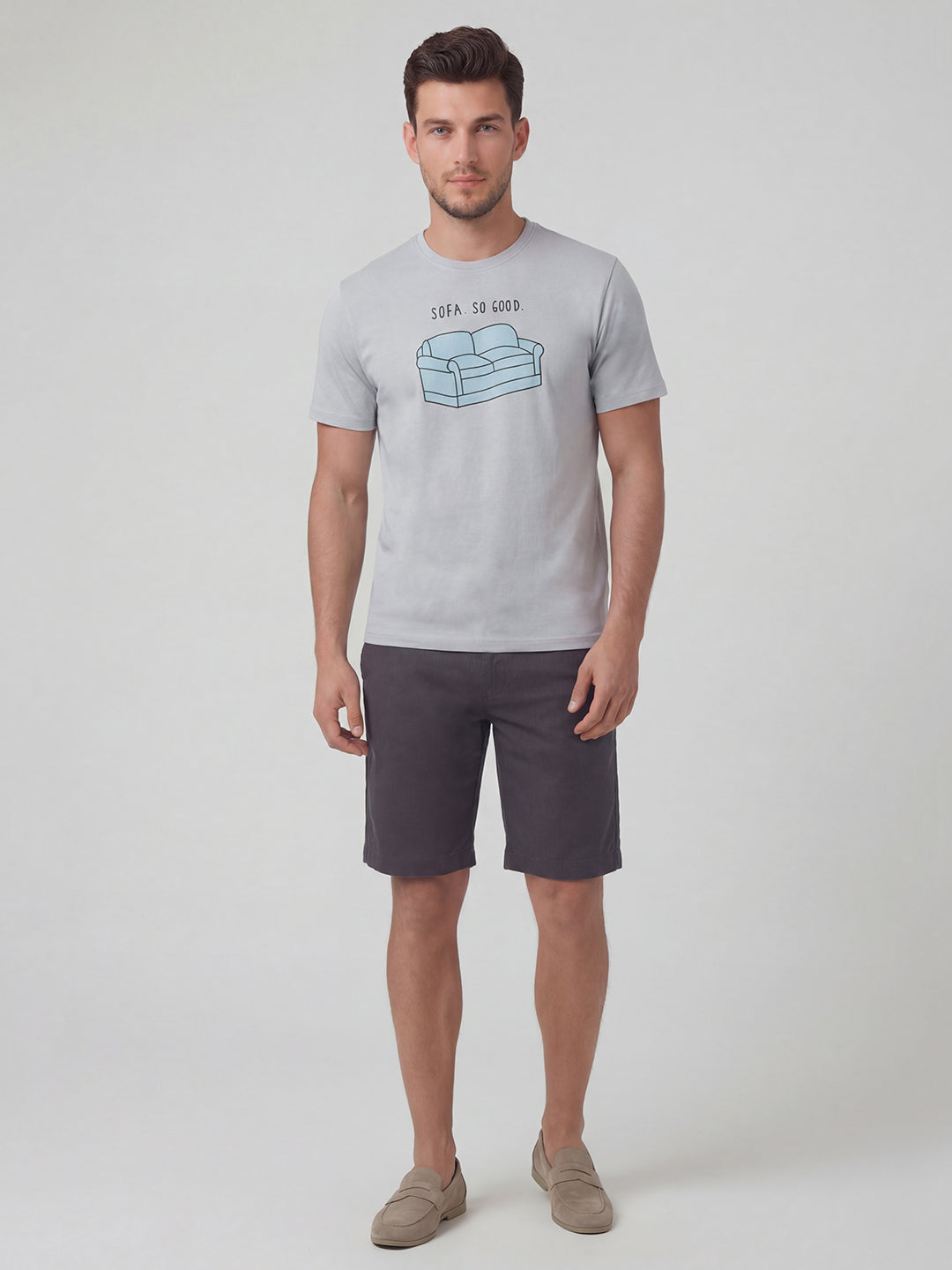 Men's Grey 100% Organic Cotton Regular Fit Tshirt
