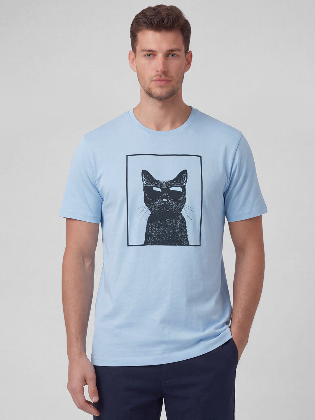 Men's Blue 100% Organic Cotton Regular Fit Tshirt