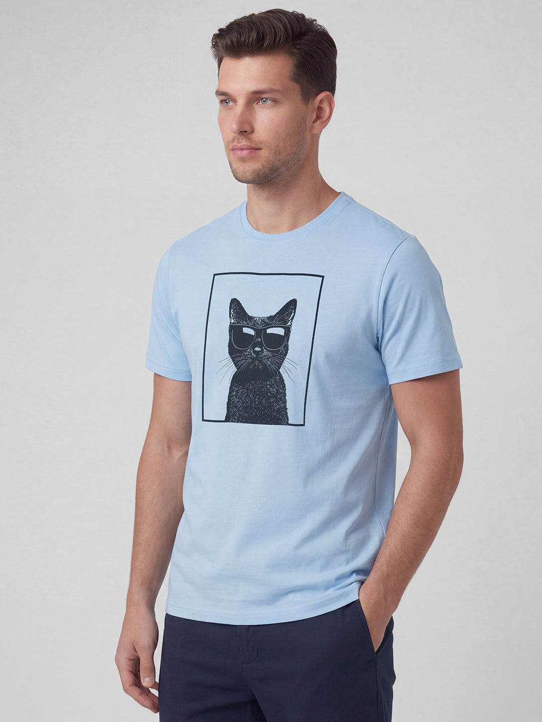 Men's Blue 100% Organic Cotton Regular Fit Tshirt