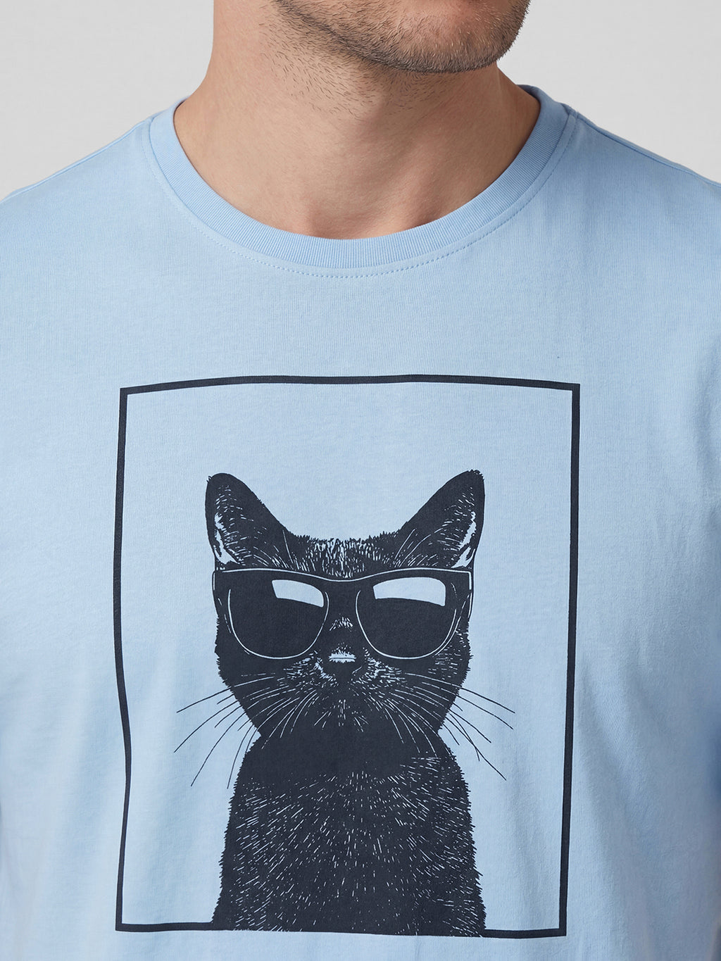 Men's Blue 100% Organic Cotton Regular Fit Tshirt