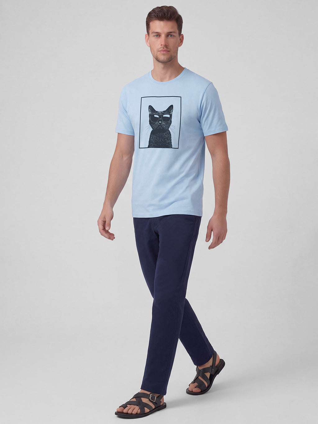 Men's Blue 100% Organic Cotton Regular Fit Tshirt