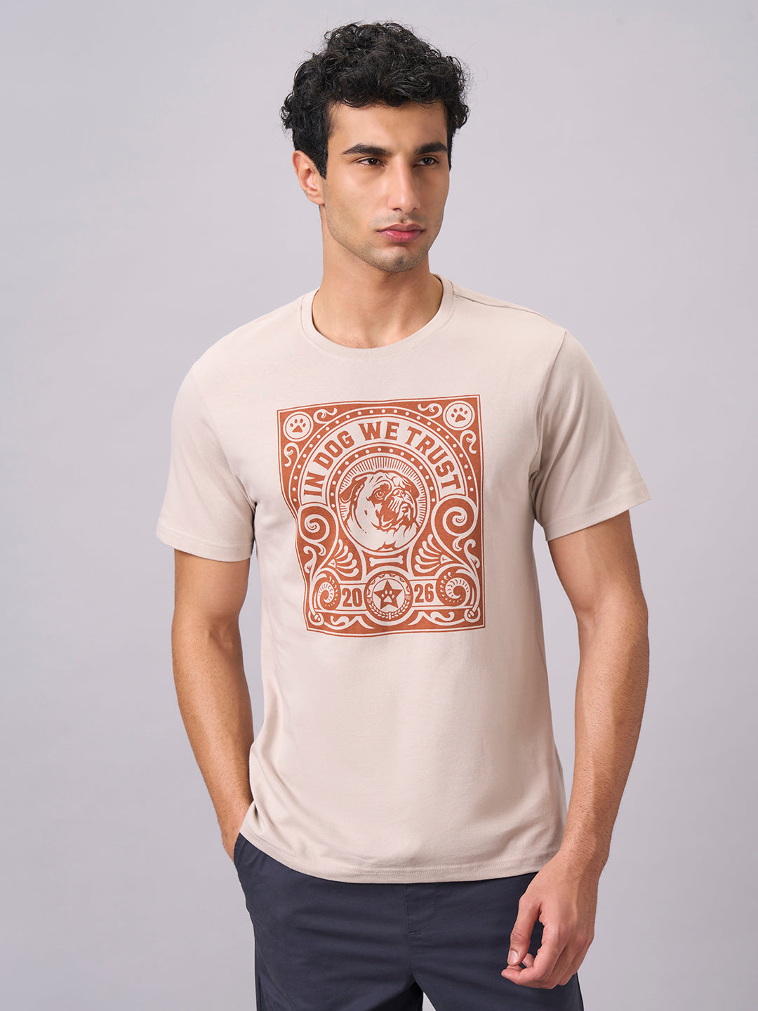 Men's Sand 100% Organic Cotton Regular Fit Tshirt