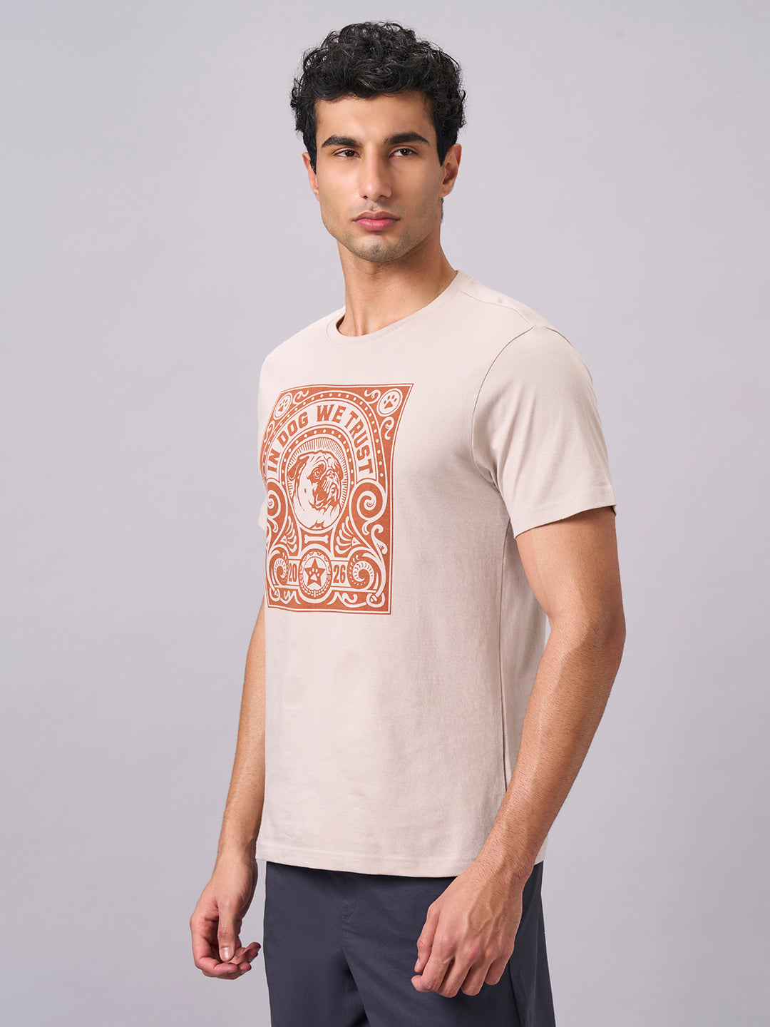 Men's Sand 100% Organic Cotton Regular Fit Tshirt
