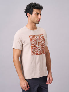 Men’s Organic Cotton Regular Fit Round Neck T-Shirt Sand
