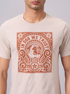 Men’s Organic Cotton Regular Fit Round Neck T-Shirt Sand