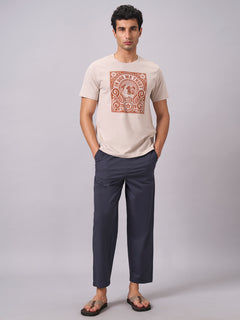 Men’s Organic Cotton Regular Fit Round Neck T-Shirt Sand