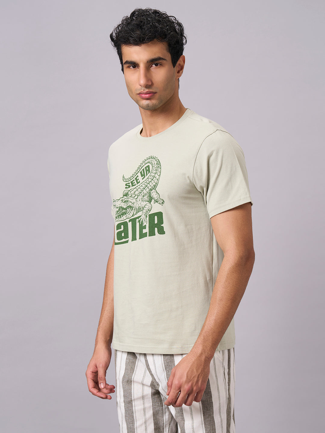 Men's Green 100% Organic Cotton Regular Fit Tshirt
