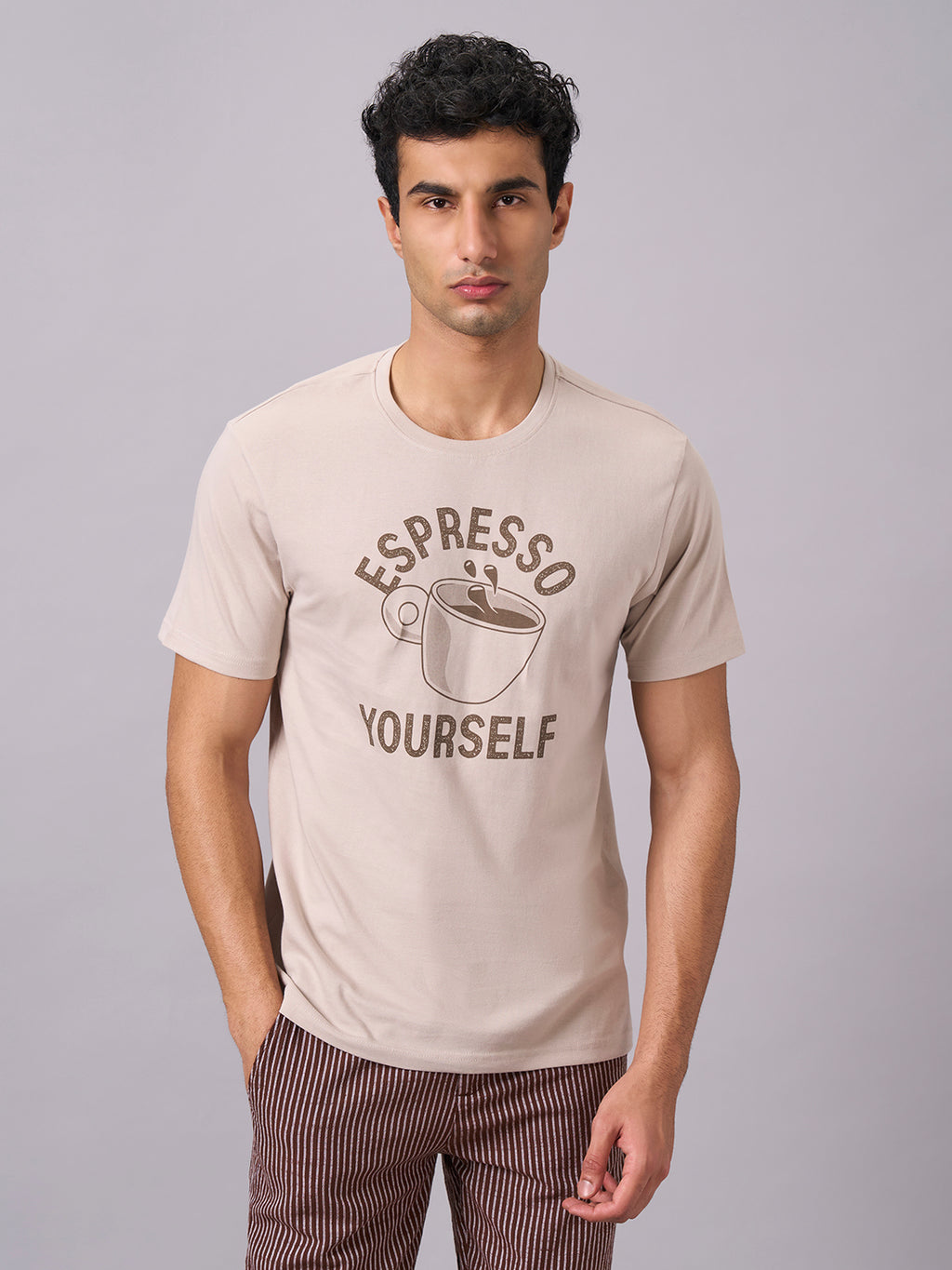 Men's Sand 100% Organic Cotton Regular Fit Tshirt