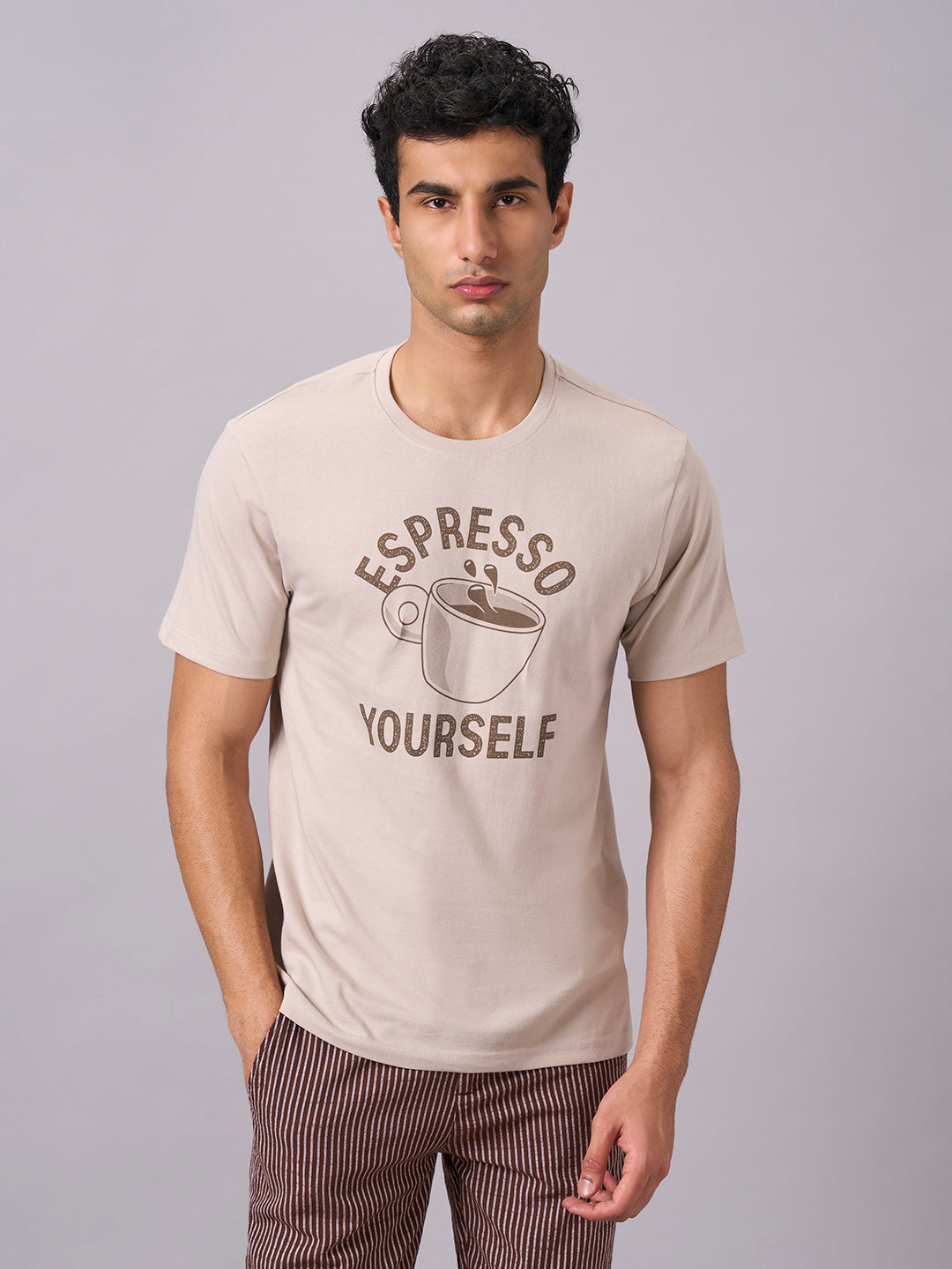 Men's Sand 100% Organic Cotton Regular Fit Tshirt