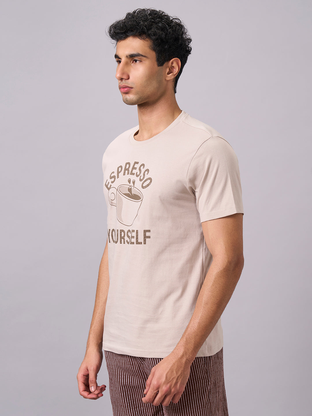 Men's Sand 100% Organic Cotton Regular Fit Tshirt