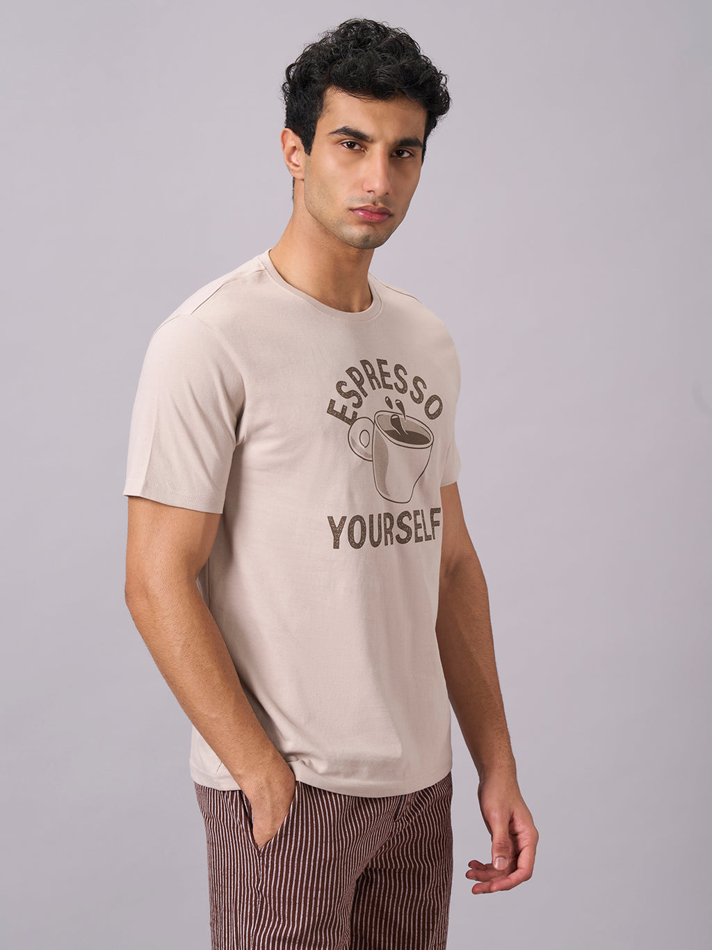 Men's Sand 100% Organic Cotton Regular Fit Tshirt