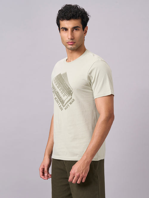 Men's 100% Organic Cotton Half Sleeves Regular Fit Tshirt Green