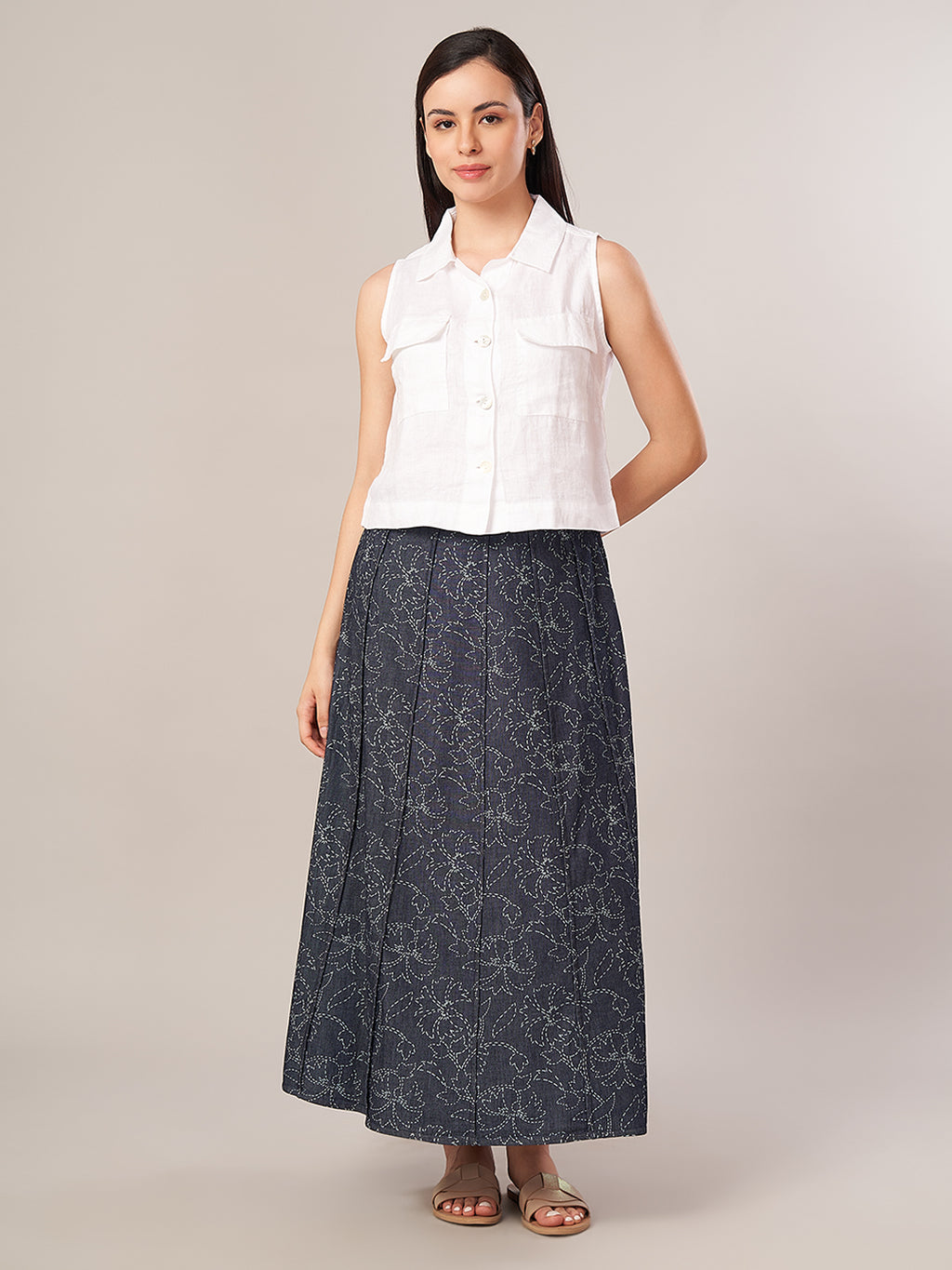 Women's 100% Cotton Regular Fit Skirt Denim